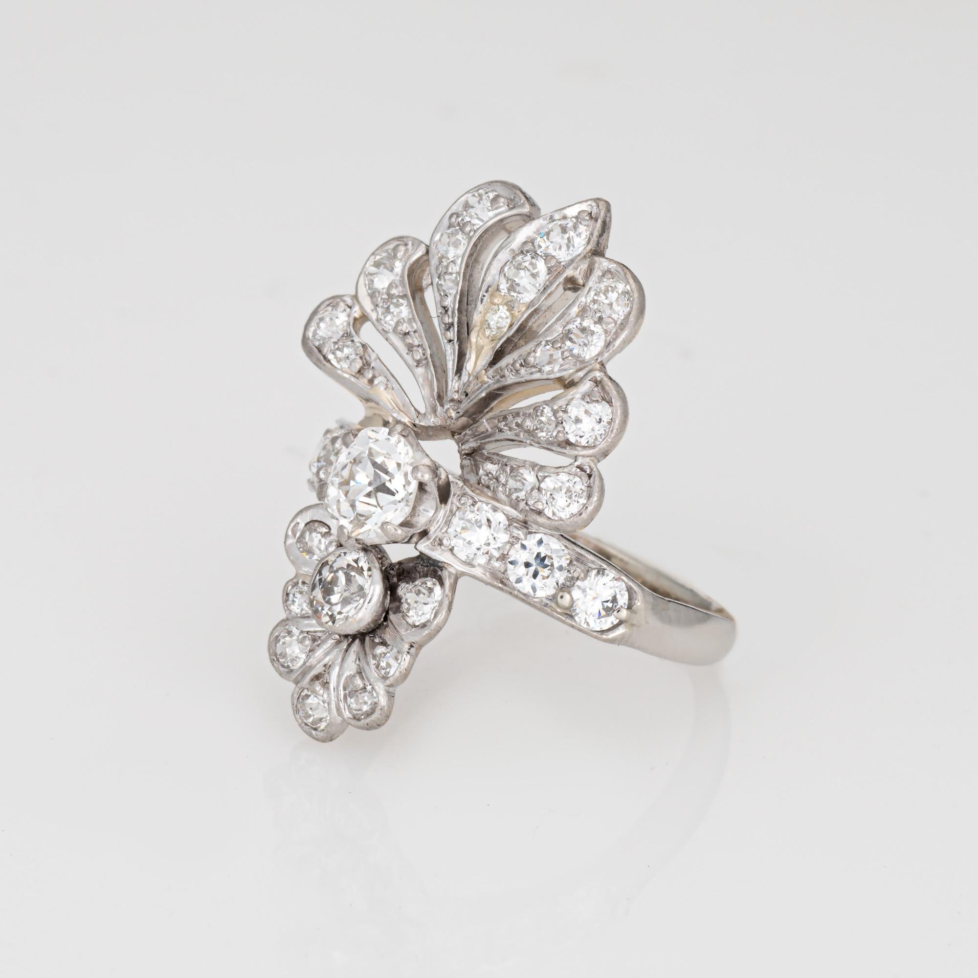 Taille vieille mine Vintage Art Deco 1ct Diamond Ring Sz 4.5 Cluster Cocktail Fine Estate Jewelry en vente