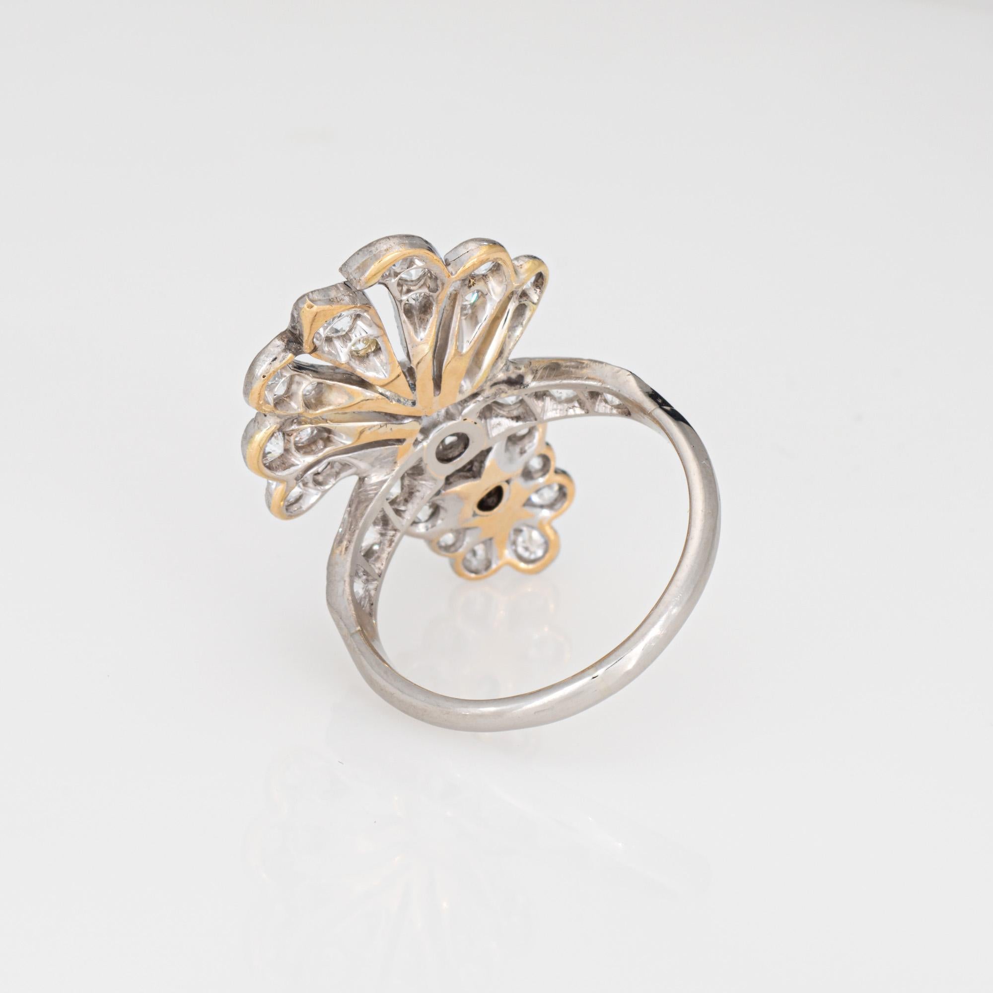 Vintage Art Deco 1ct Diamond Ring Sz 4.5 Cluster Cocktail Fine Estate Jewelry Bon état - En vente à Torrance, CA