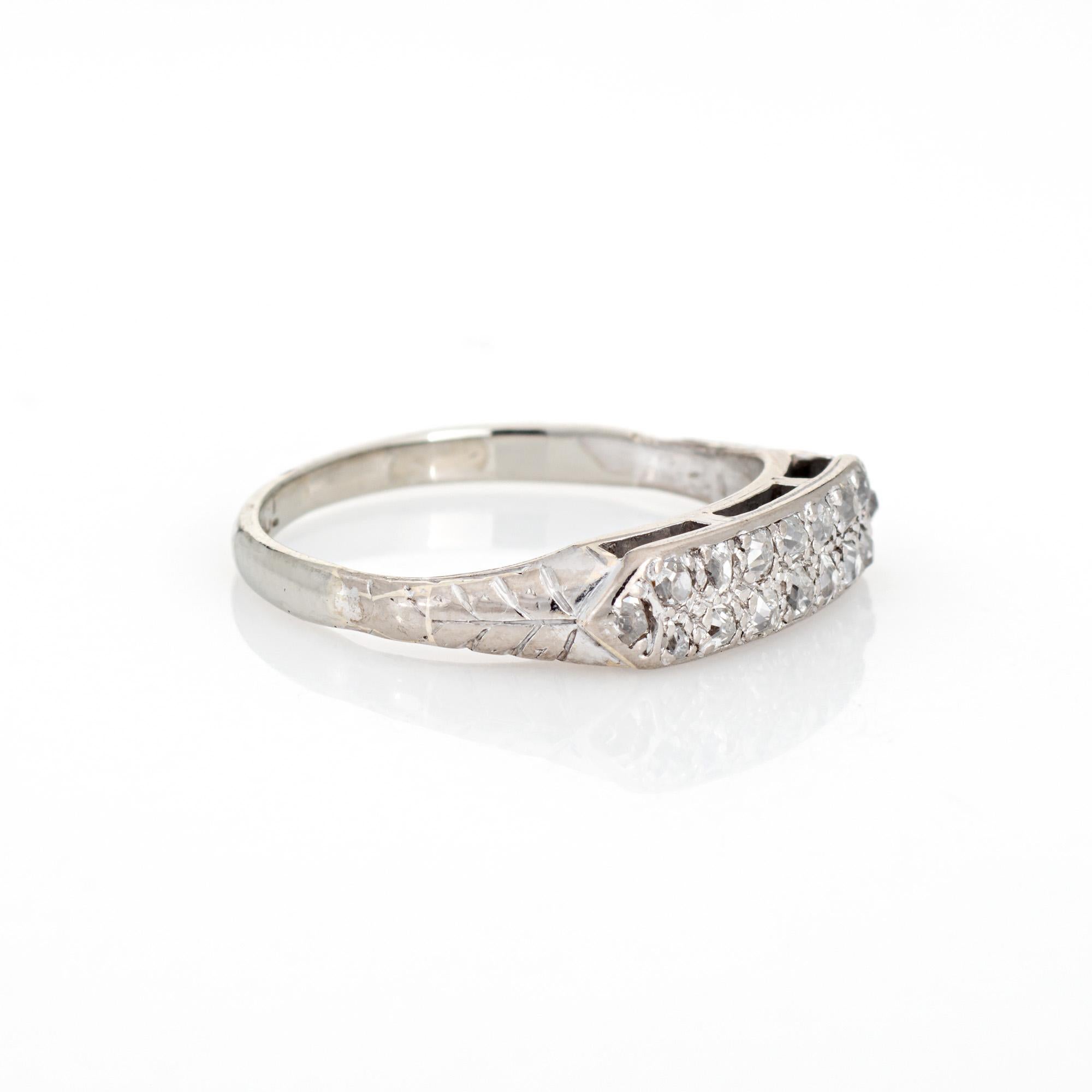 Round Cut Vintage Art Deco 2 Row Diamond Ring 18k White Gold Anniversary Band Sz 6 For Sale