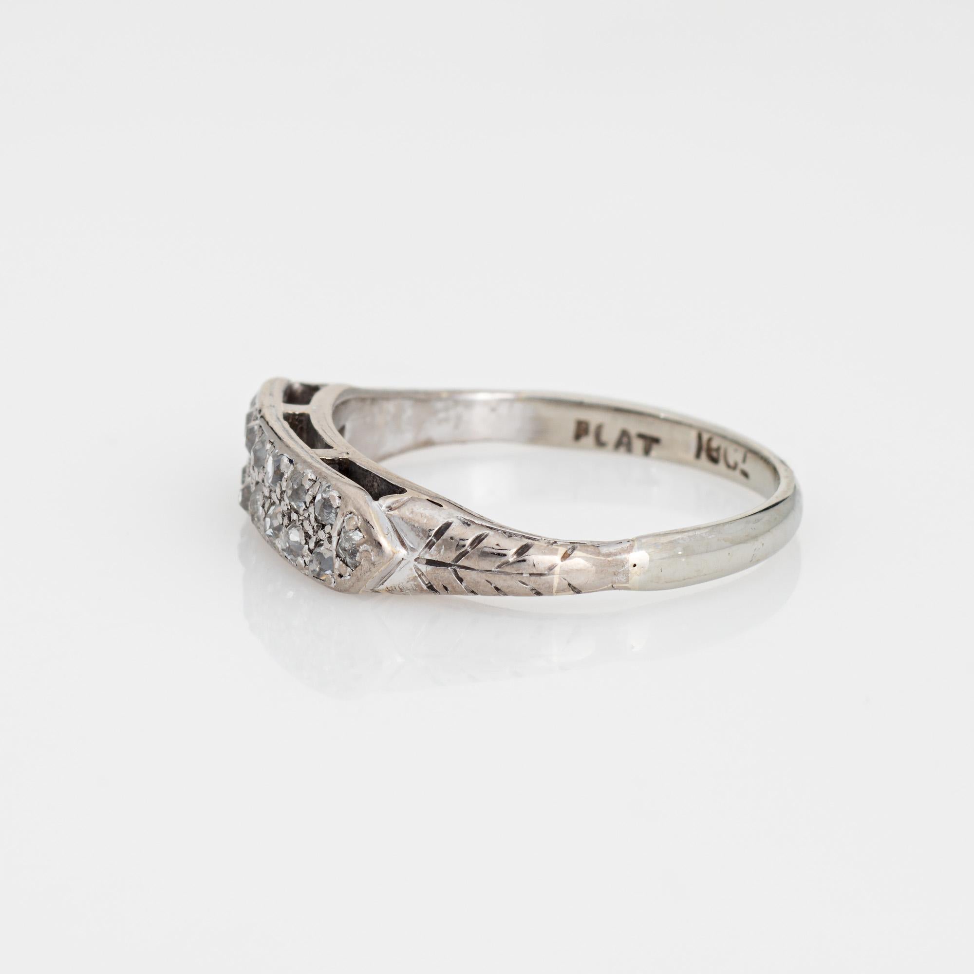 Vintage Art Deco 2 Row Diamond Ring 18k White Gold Anniversary Band Sz 6 In Good Condition For Sale In Torrance, CA