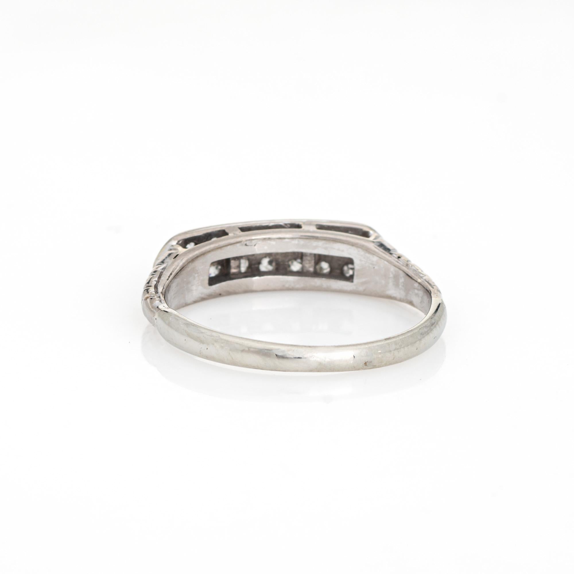 Women's Vintage Art Deco 2 Row Diamond Ring 18k White Gold Anniversary Band Sz 6 For Sale