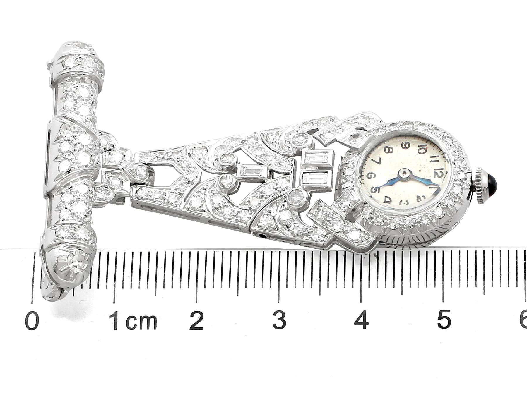 Vintage Art Deco 2,04 Karat Diamant und Platin Damen Fob Uhr CIRCA 1940 im Angebot 5