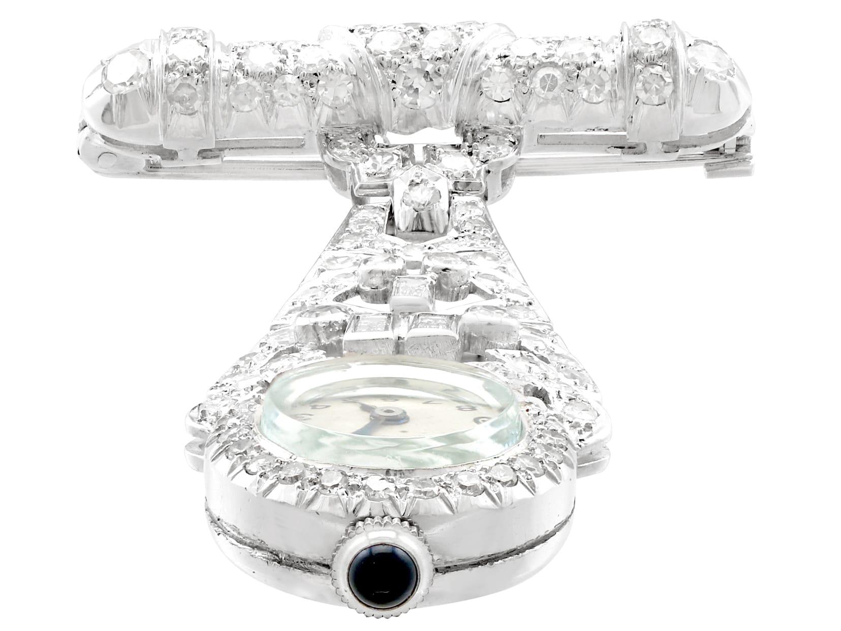 Vintage Art Deco 2,04 Karat Diamant und Platin Damen Fob Uhr CIRCA 1940 für Damen oder Herren im Angebot