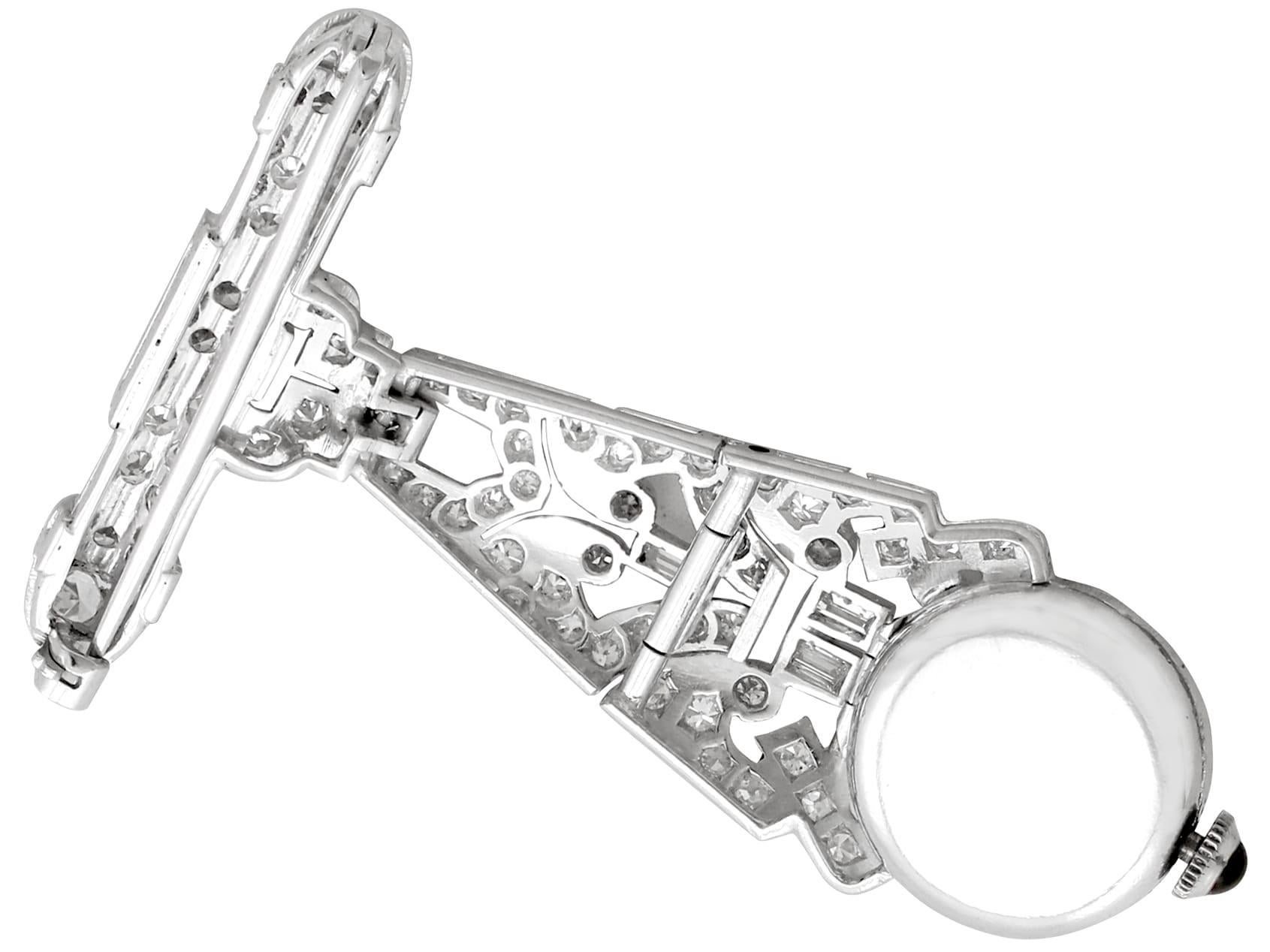 Vintage Art Deco 2,04 Karat Diamant und Platin Damen Fob Uhr CIRCA 1940 im Angebot 1