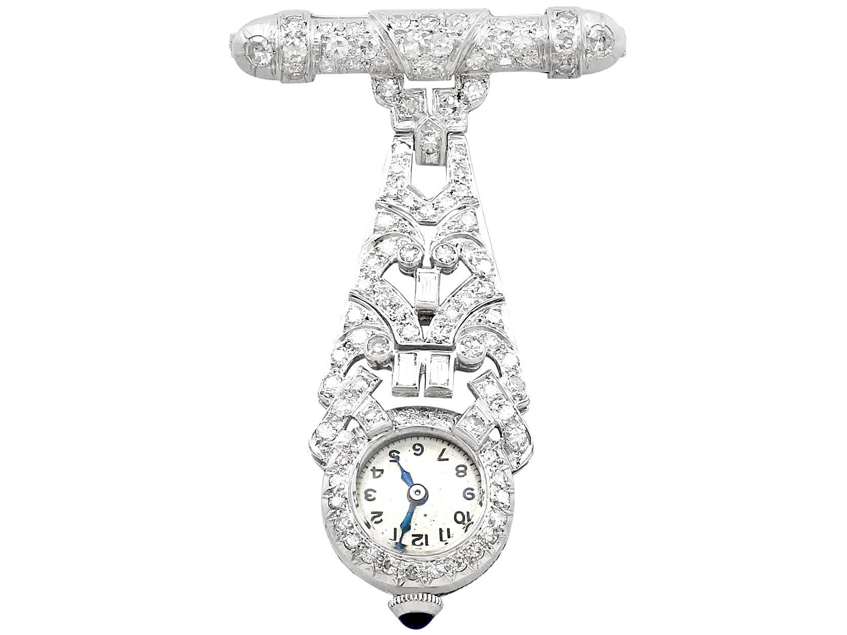 Vintage Art Deco 2,04 Karat Diamant und Platin Damen Fob Uhr CIRCA 1940 im Angebot