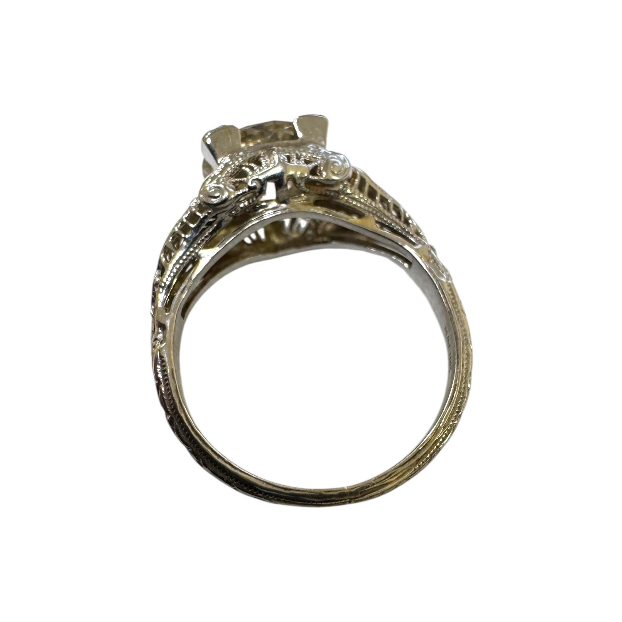 Vintage Art Deco 2.31 Carat Old European Cut Diamond Engagement Ring For Sale 5