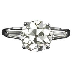 Anello d'epoca Art Deco da 2,50 carati con diamante Old Mine Cut, impressionante