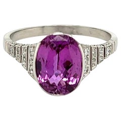 Vintage Art Deco 2.58 Carat Oval Rubellite Tourmaline and Diamond Platinum Ring