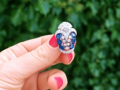 Art Deco 3.78 Carat Sapphire and 4.21 Carat Diamond Platinum Earrings, 1940s