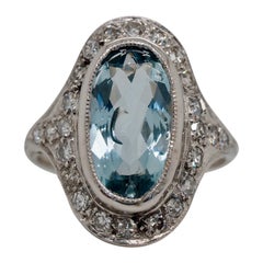 Vintage Art Deco 3.95 Carat Aquamarine Cocktail Ring, circa 1930s