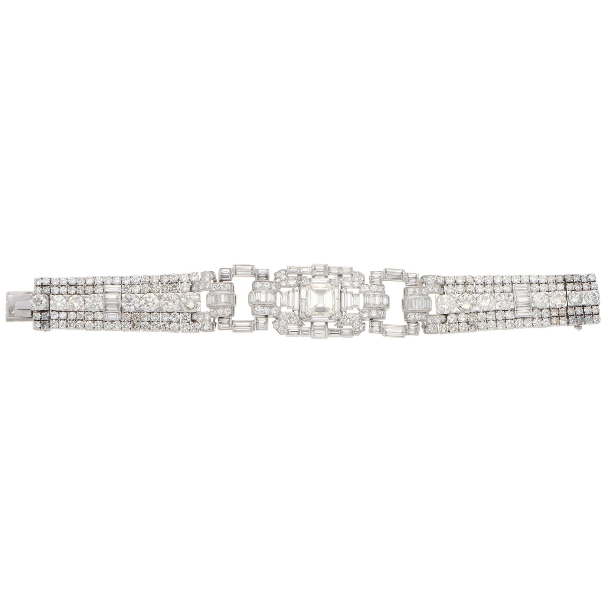 Vintage Art Deco 43,81ct Diamant-Armband aus Platin (Art déco) im Angebot