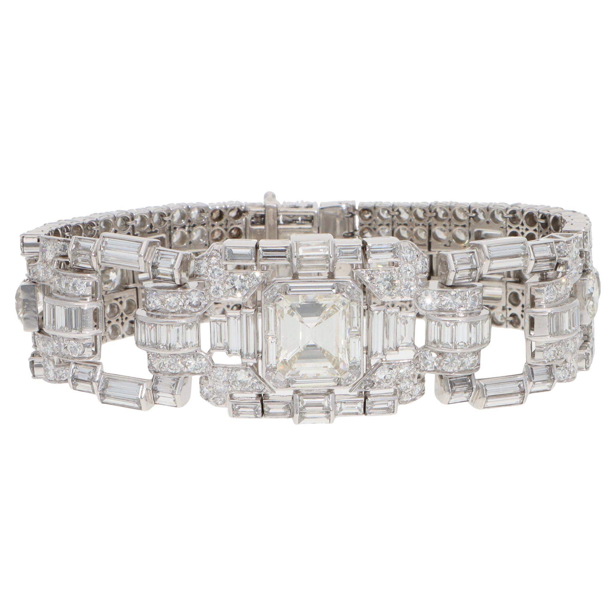 Vintage Art Deco 43,81ct Diamant-Armband aus Platin im Angebot