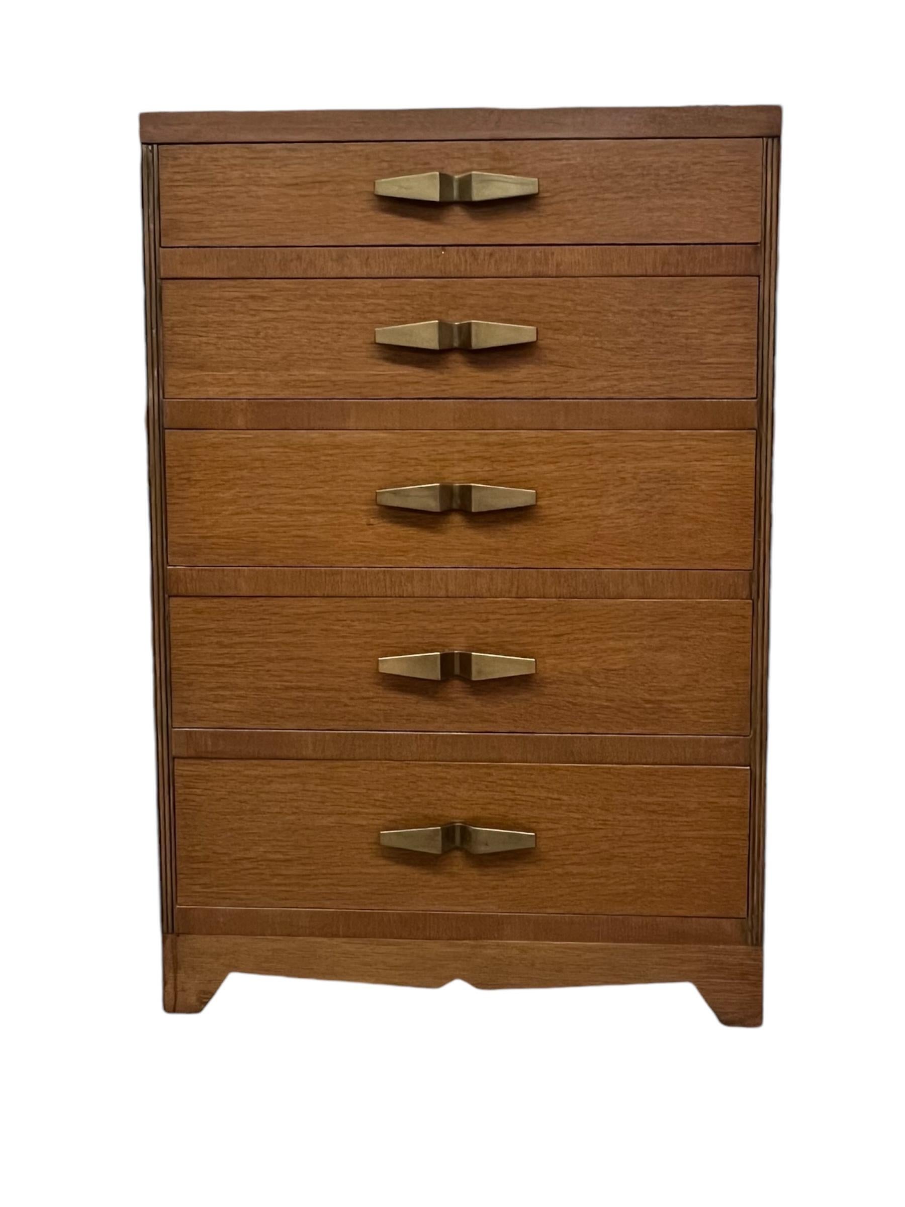 Late 20th Century Vintage Art Deco 5 Drawer Dresser with Mid Century Design Elements For Sale
