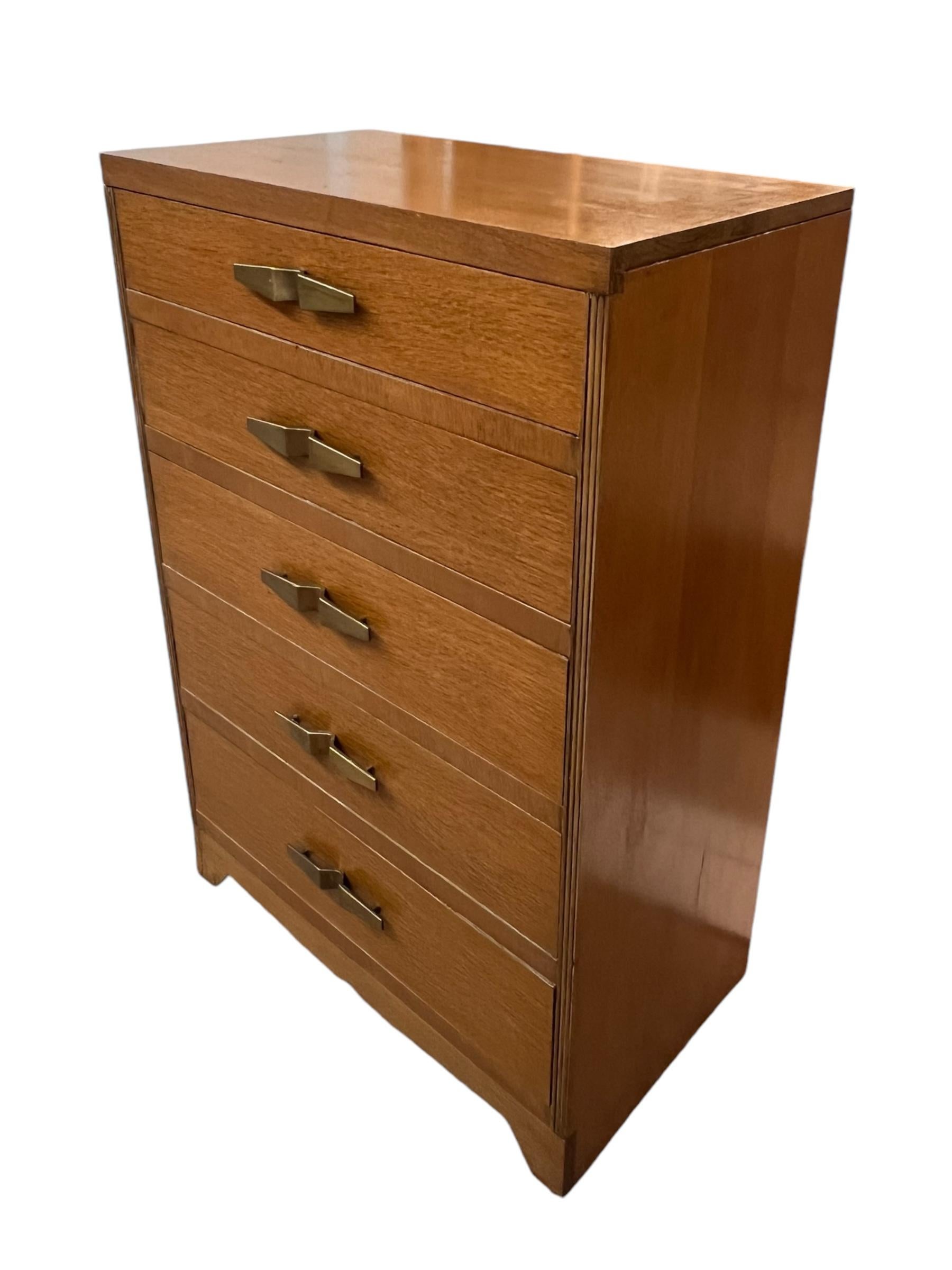 Vintage Art Deco 5 Drawer Dresser with Mid Century Design Elements For Sale 1
