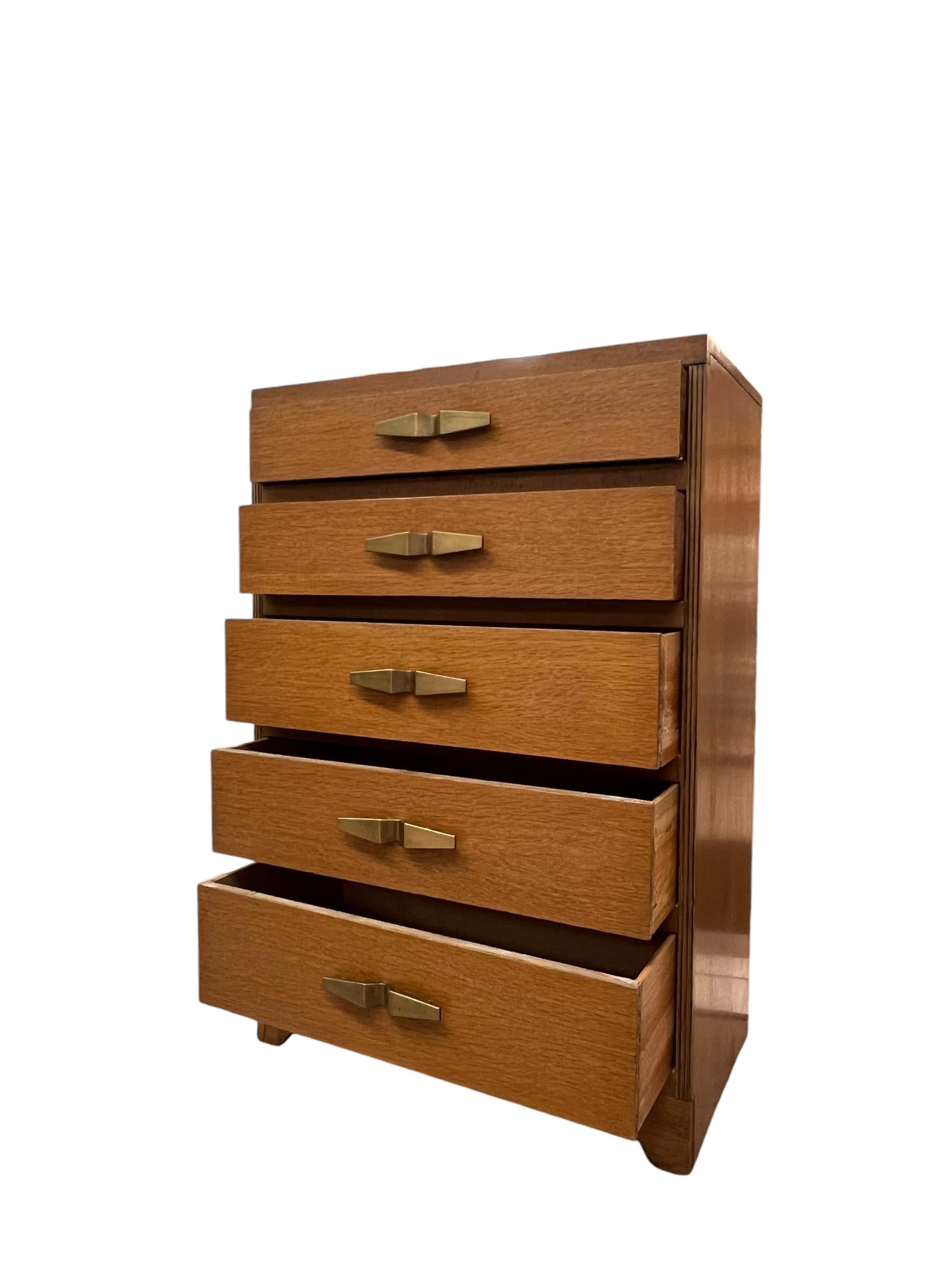 Vintage Art Deco 5 Drawer Dresser with Mid Century Design Elements For Sale 3