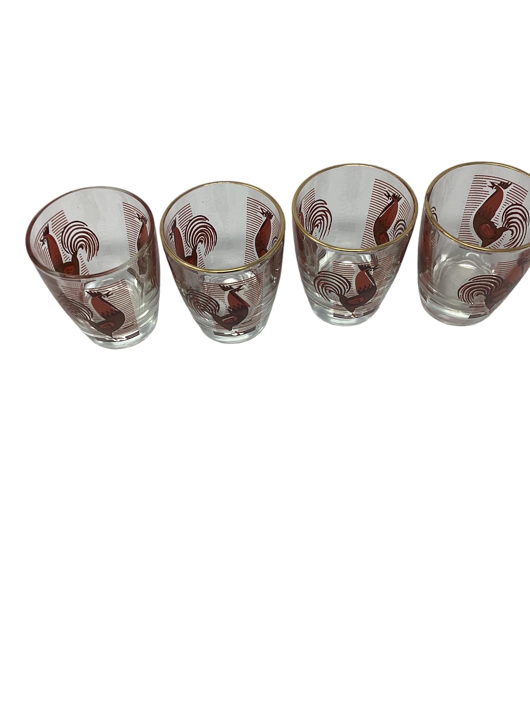 Vintage Art Deco 5 Piece Dyball Cocktail Set with Stylized Rooster For Sale 2