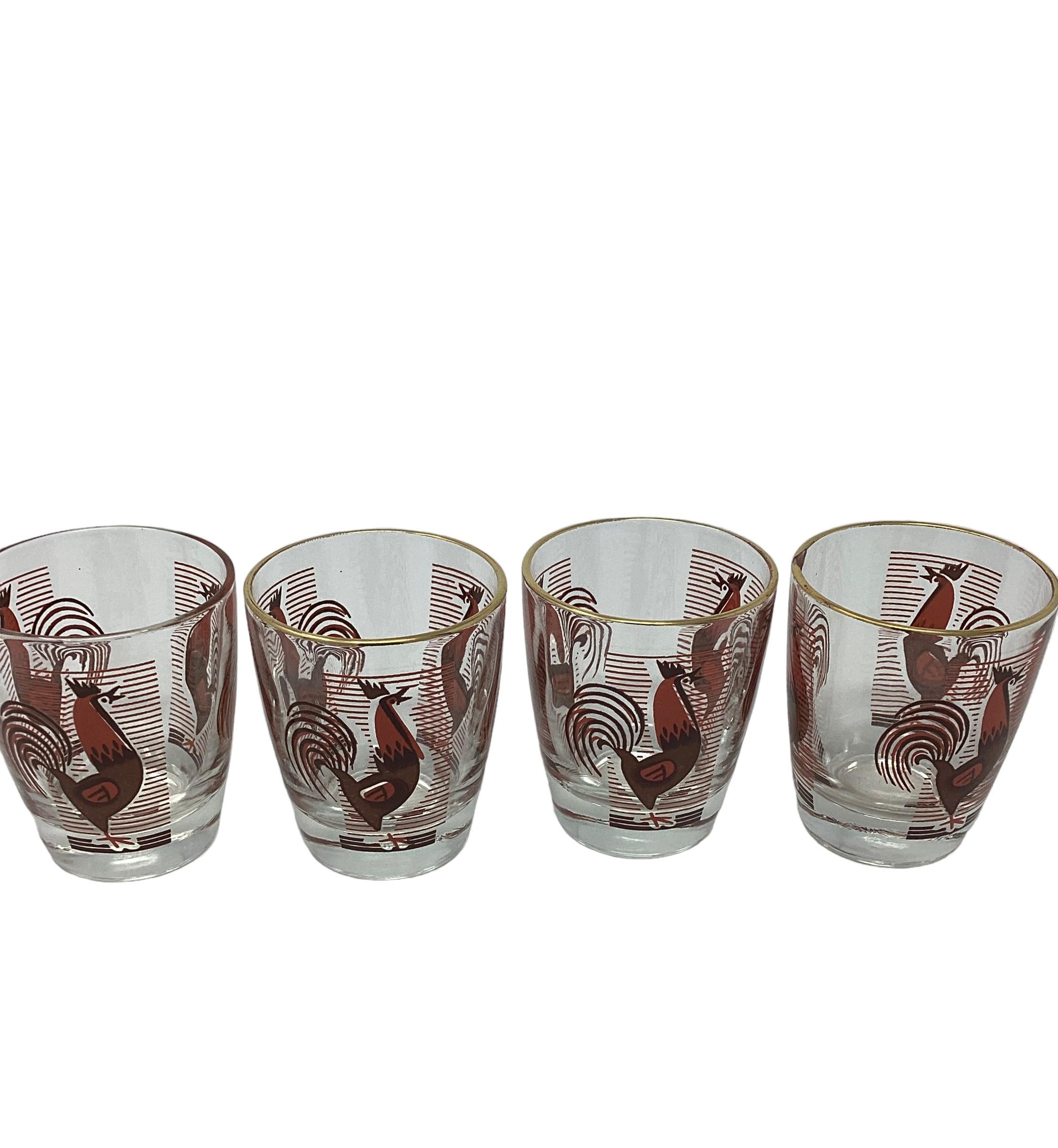 Vintage Art Deco 5 Piece Dyball Cocktail Set with Stylized Rooster For Sale 3