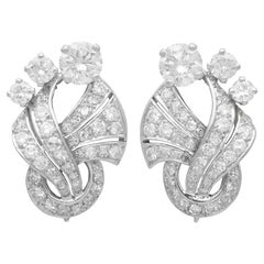 Vintage Art Deco 5.09 Carat Diamond and Platinum Earrings Circa 1950