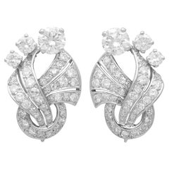 Boucles d'oreilles Vintage Art Deco 5.09 Carat Diamant et Platine Circa 1950