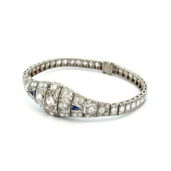 Vintage Art Deco 5.10tcw OEC Diamond Platinum Tapered Filigree Bracelet