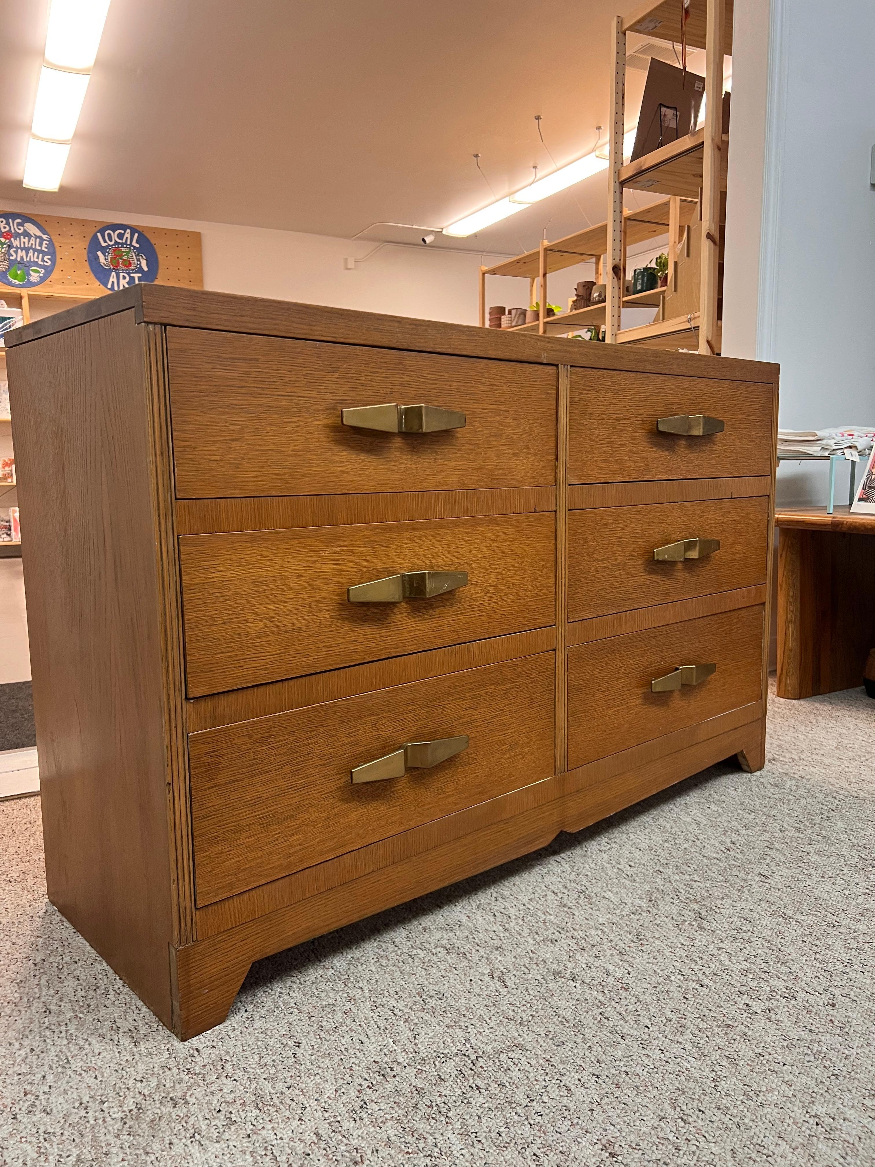 Late 20th Century Vintage Art Deco 6 Drawer Dresser with Mid Century Design Elements For Sale