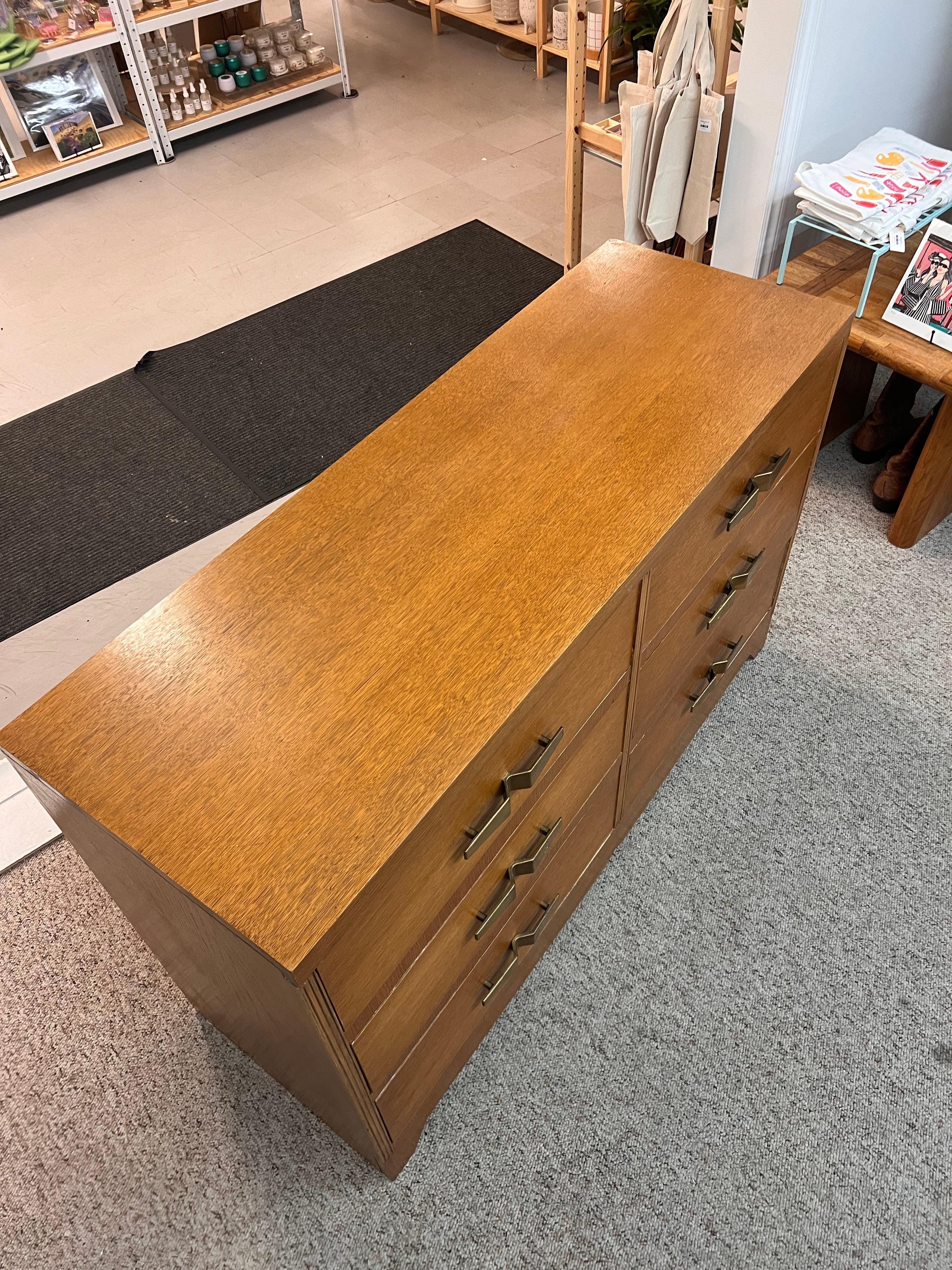Vintage Art Deco 6 Drawer Dresser with Mid Century Design Elements For Sale 1