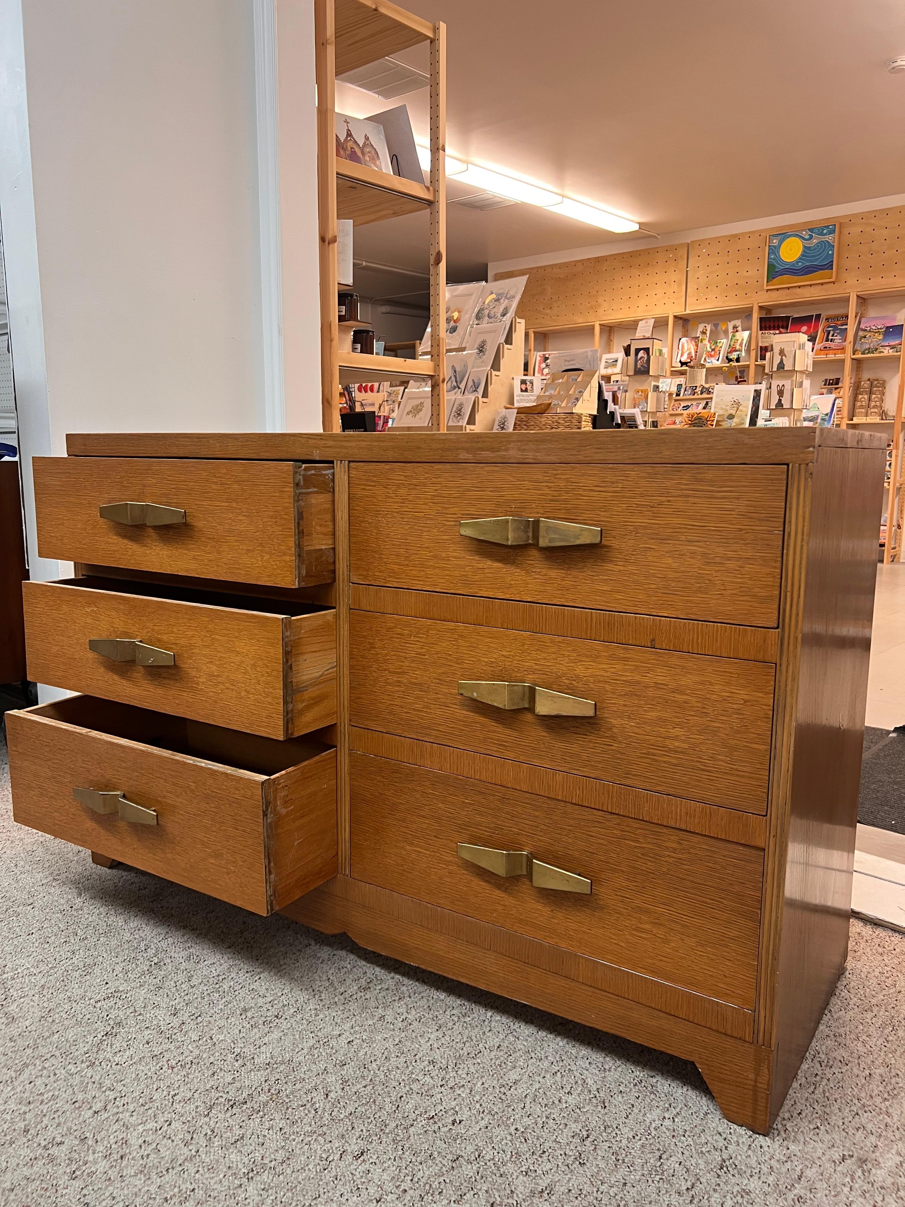Vintage Art Deco 6 Drawer Dresser with Mid Century Design Elements For Sale 3