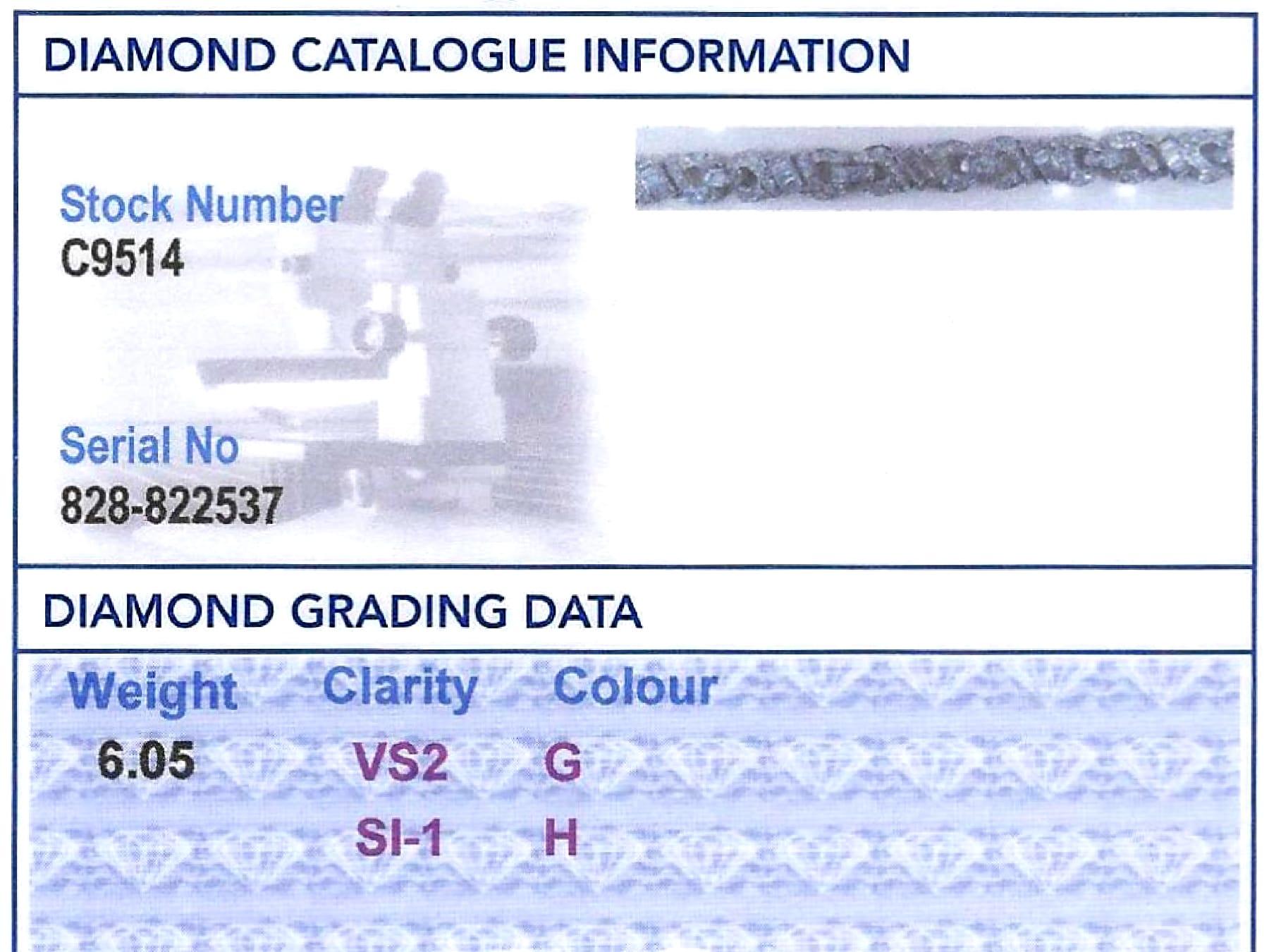 Pulsera vintage Art Déco de 6,05 quilates de diamantes y platino Circa 1950 en venta 7