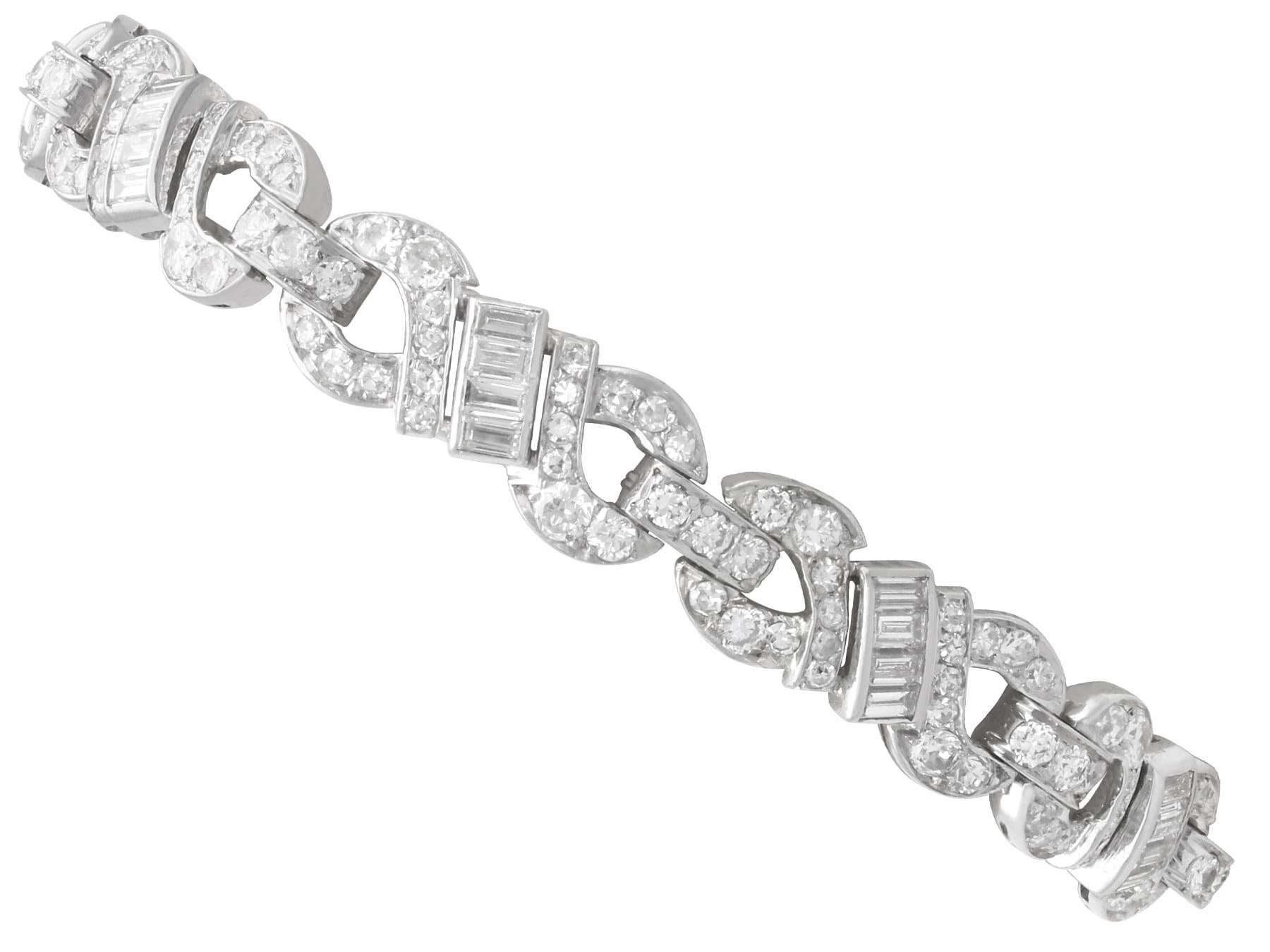 Vintage Art Deco 6.05 Carat Diamond and Platinum Bracelet Circa 1950