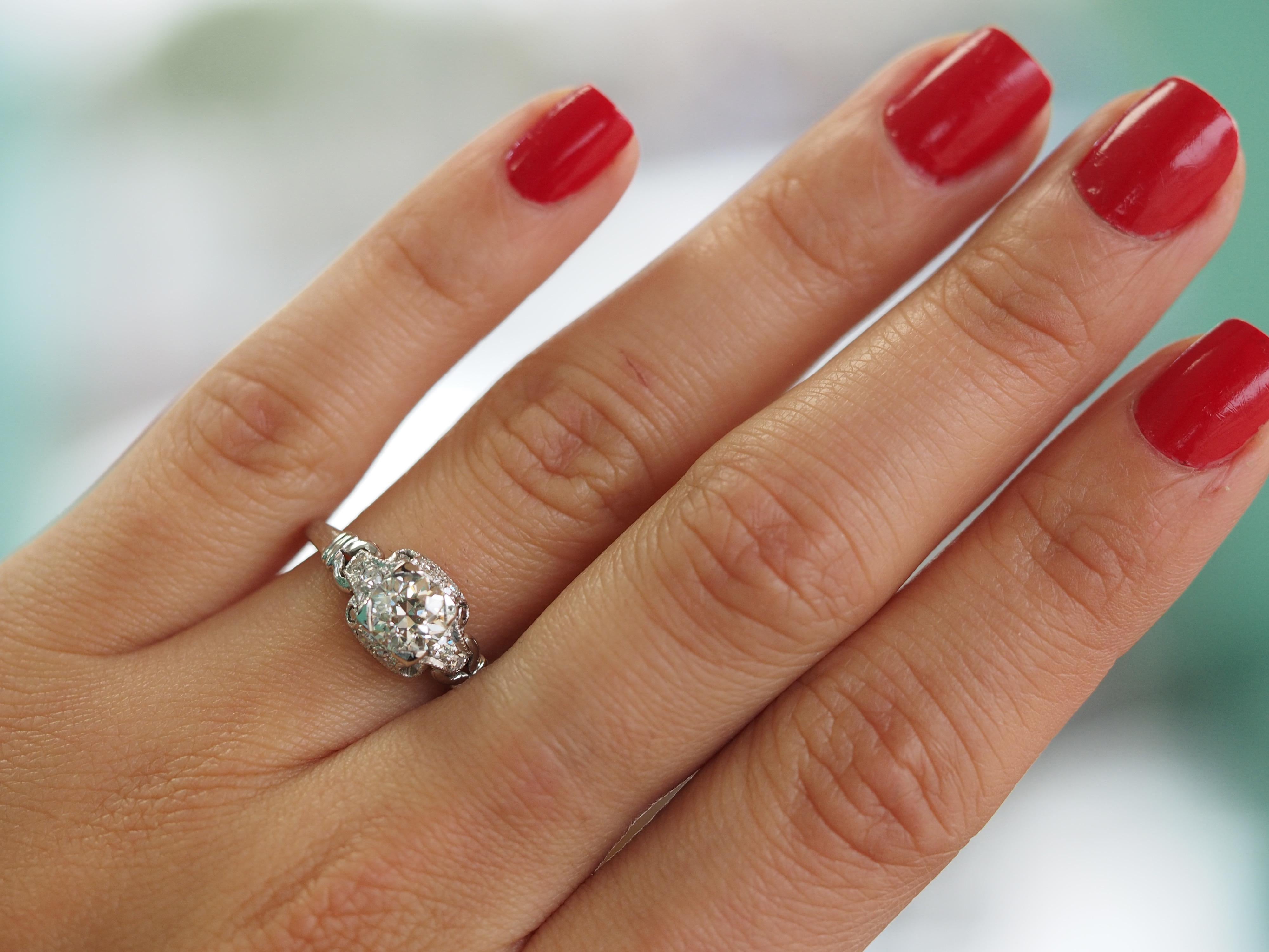 1.25 carat vintage art deco diamond engagement ring