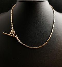 Vintage Art Deco 9 karat gold Albert chain, watch chain, necklace, Bar link