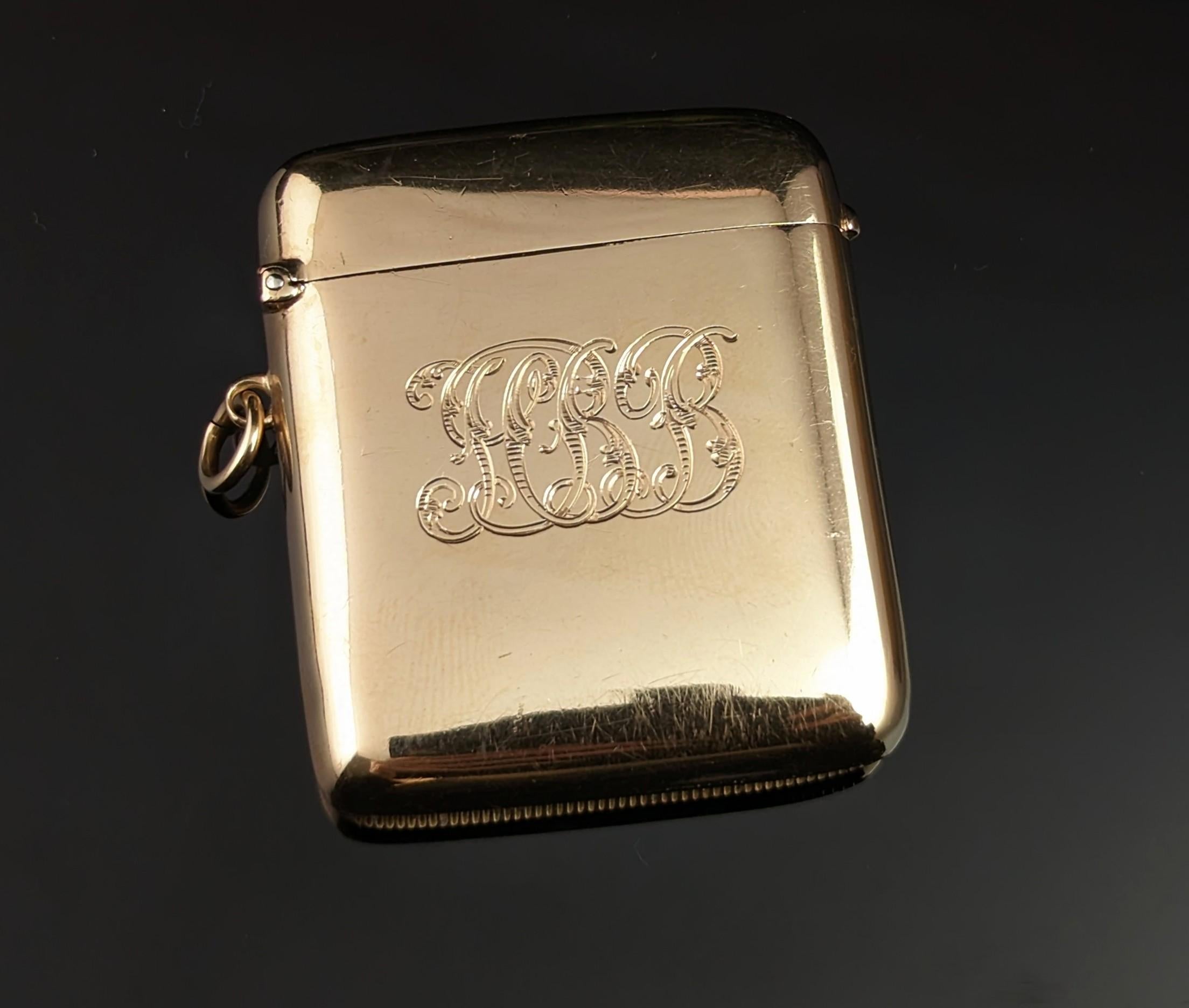 Vintage Art Deco 9 Ct Gold Vesta Case, Pendant, Monogrammed For Sale 10