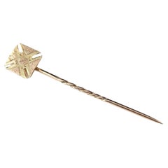 Antique Art Deco 9k gold stick pin, Cross Pattee 