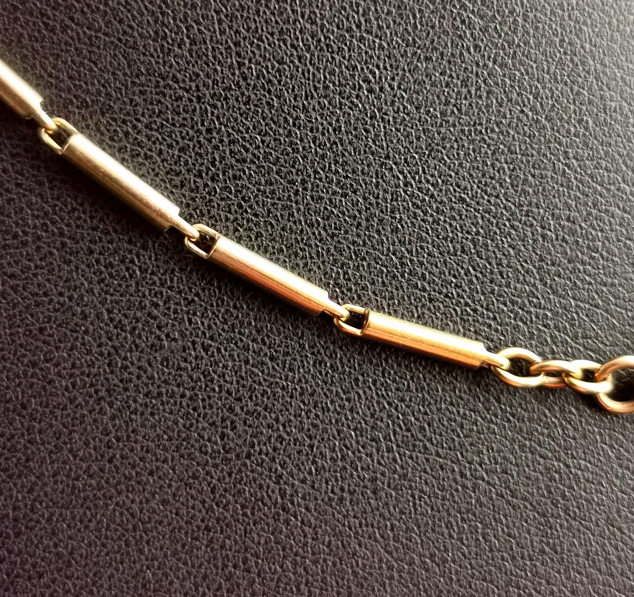 Vintage Art Deco 9kt Gold Fancy Bar Link Watch Chain, Albert Chain 2
