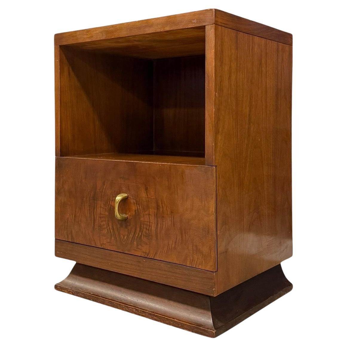 Vintage Art-Déco-Akzent-Beistelltisch im Vintage-Stil mit Wurzelholzfurnier-Akzenten und 1 Schublade