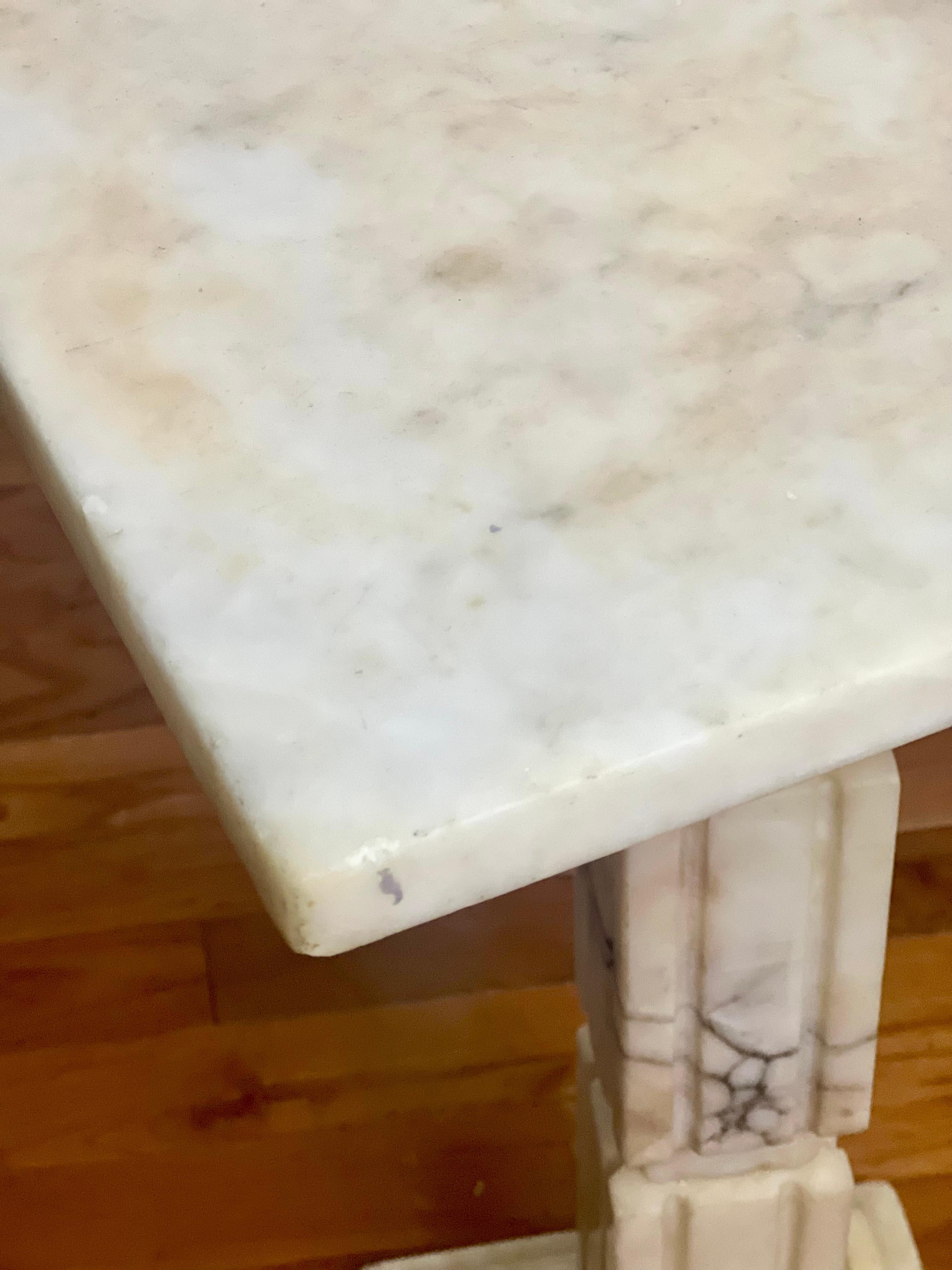 Art Deco Alabaster Square Pedestal Side Table 5