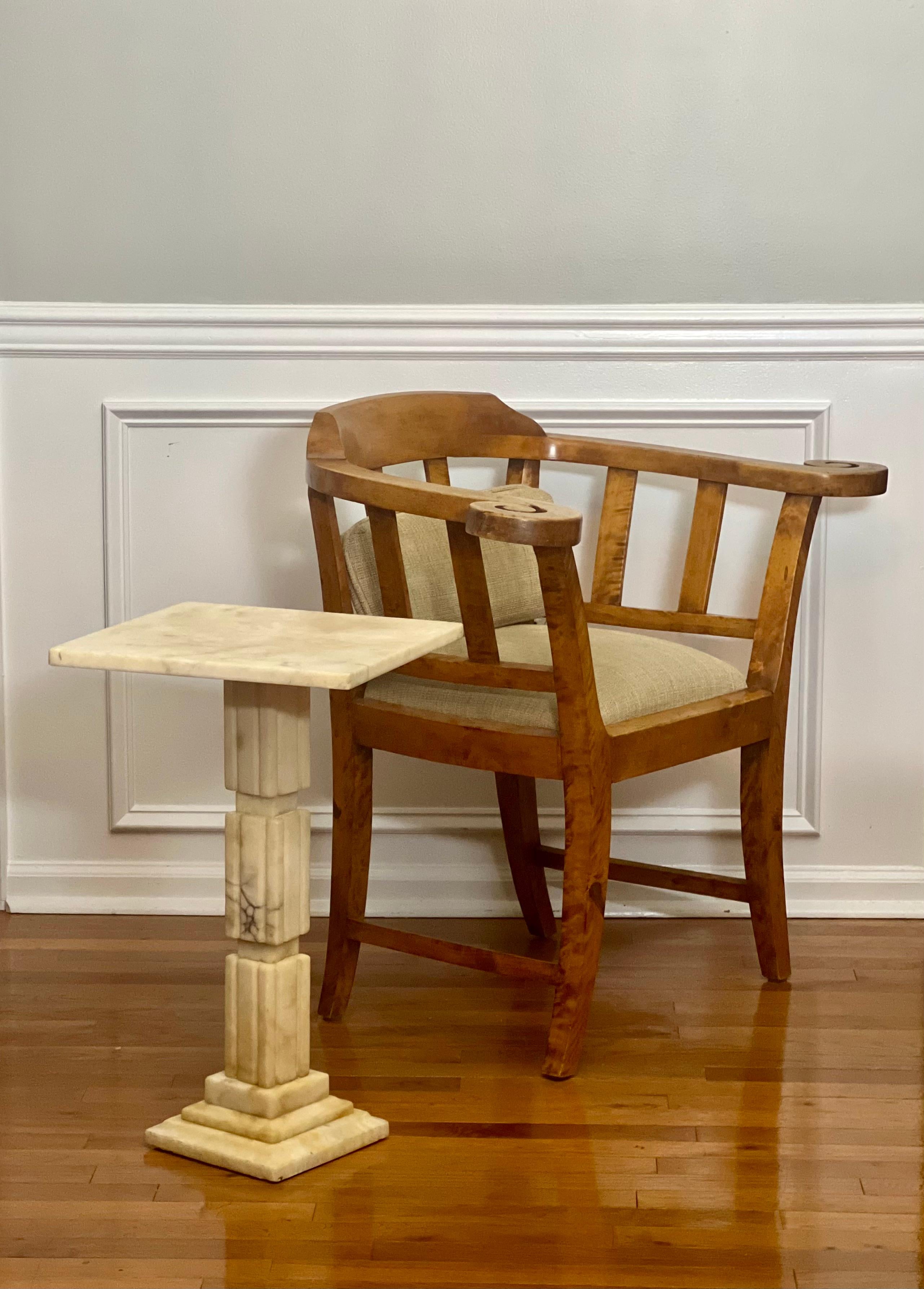 Art Deco Alabaster Square Pedestal Side Table 7
