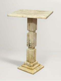 Art Deco Alabaster Square Pedestal Side Table