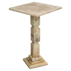 Art Deco Alabaster Square Pedestal Side Table