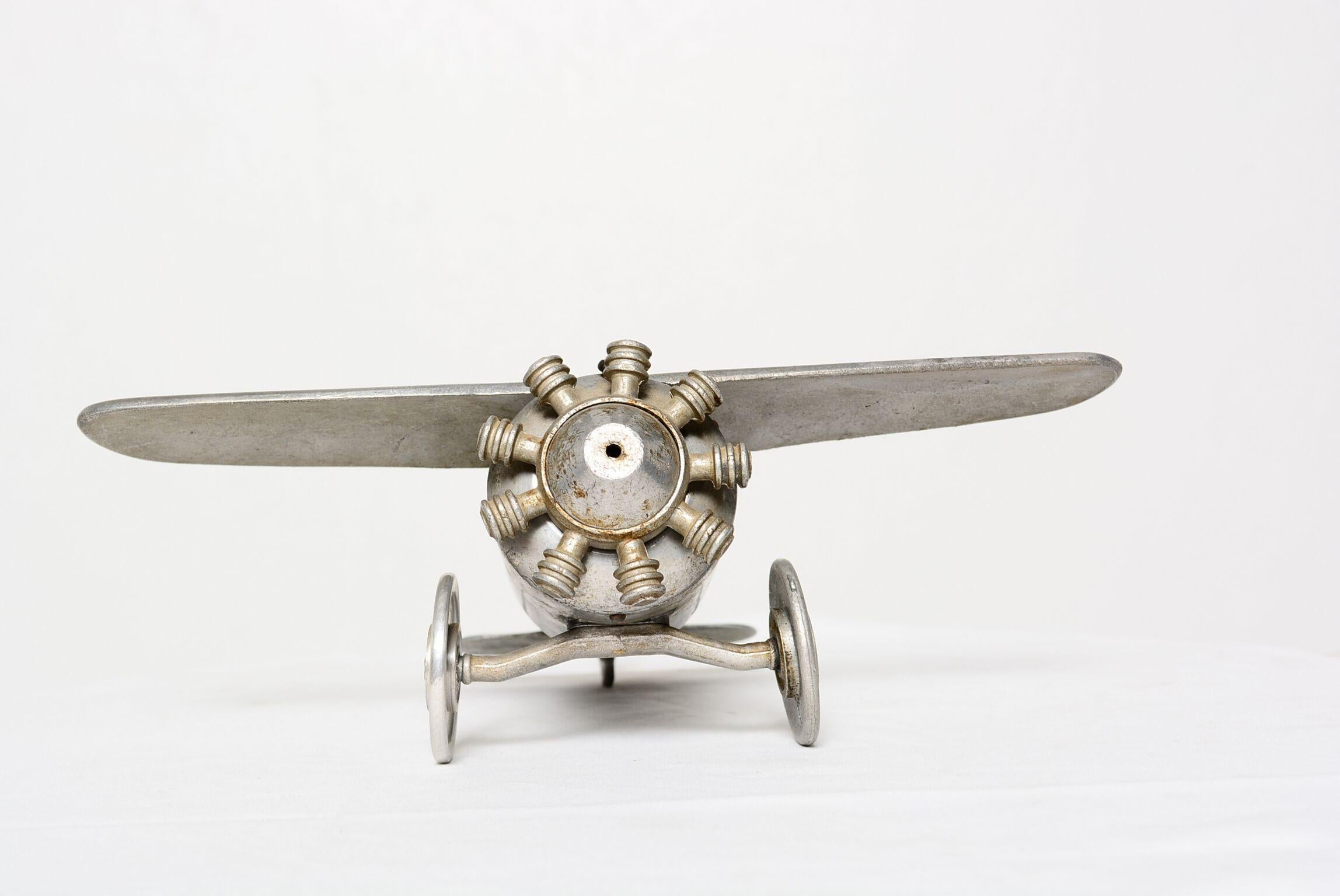 Early 20th Century Adorable Art Deco Aluminum Airplane Coin Saver Savings Bank