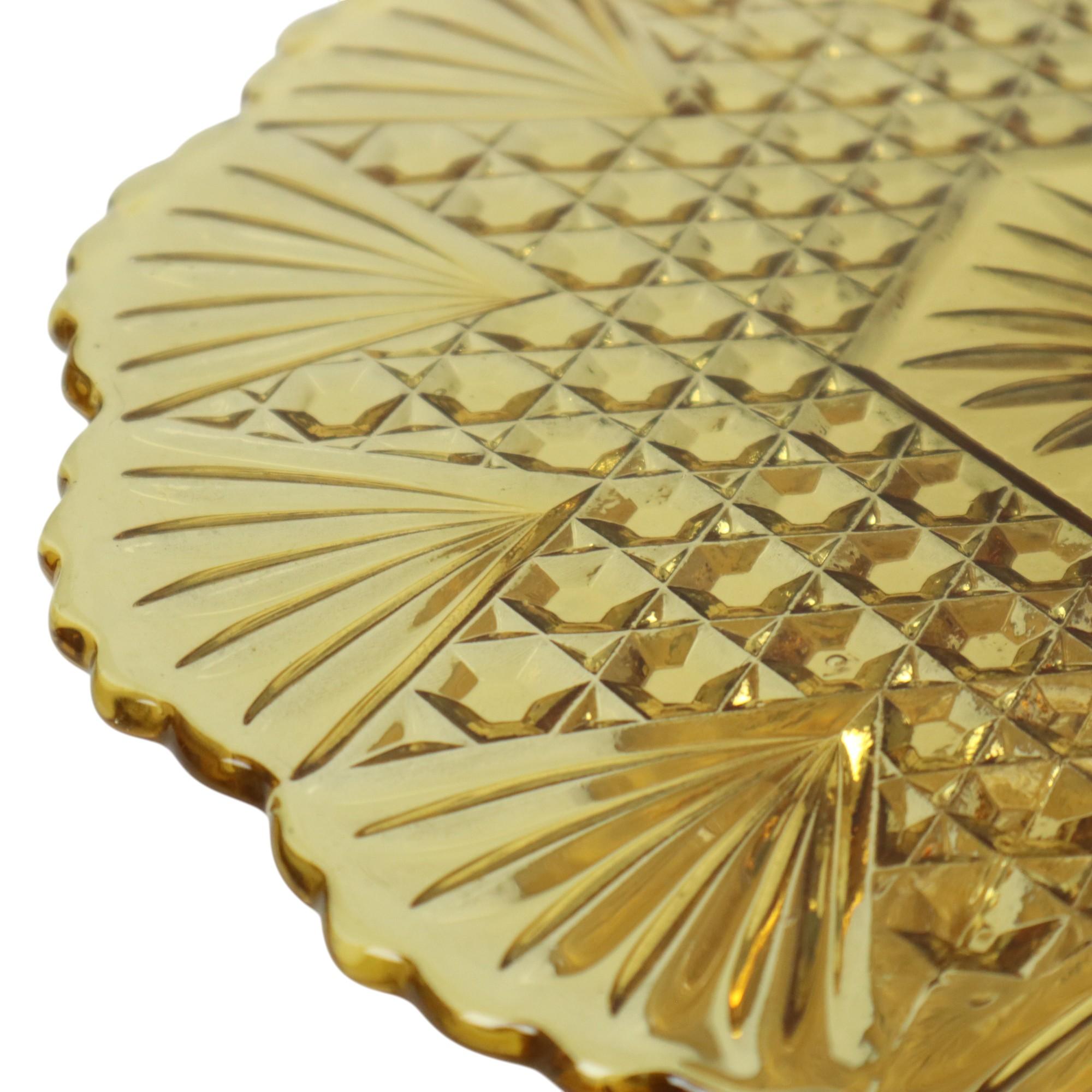 Vintage Art Deco Bernstein Kuchen Teller Schale Pressglas 30cm im Angebot 5