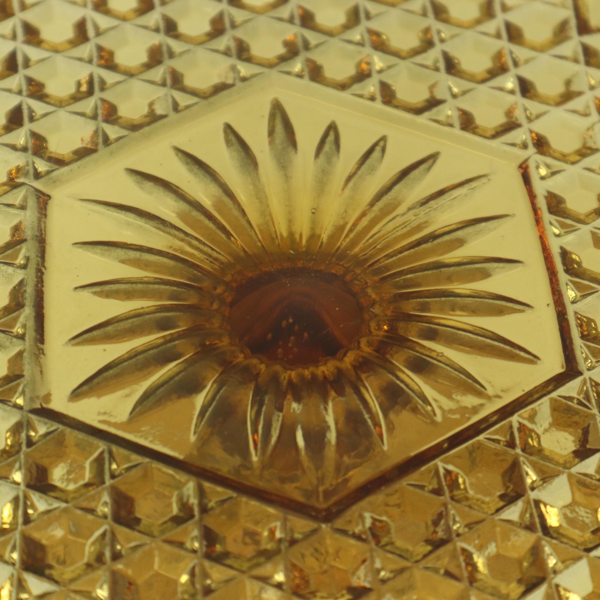 Vintage Art Deco Bernstein Kuchen Teller Schale Pressglas 30cm im Angebot 6