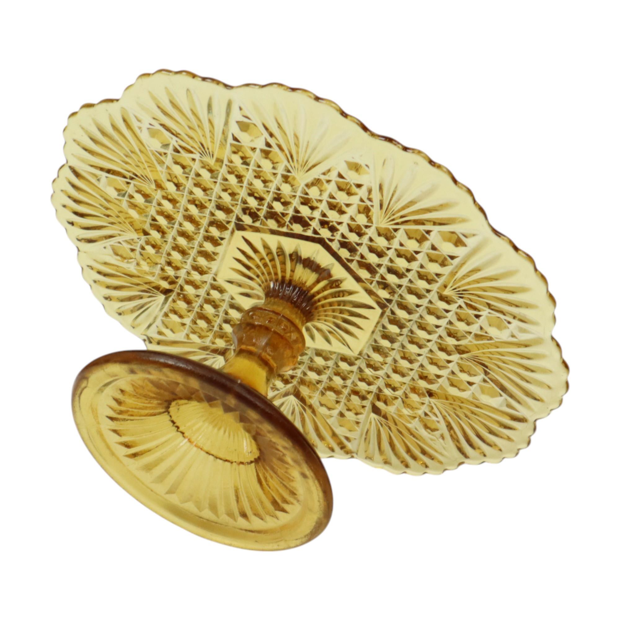 Vintage Art Deco Bernstein Kuchen Teller Schale Pressglas 30cm im Angebot 1