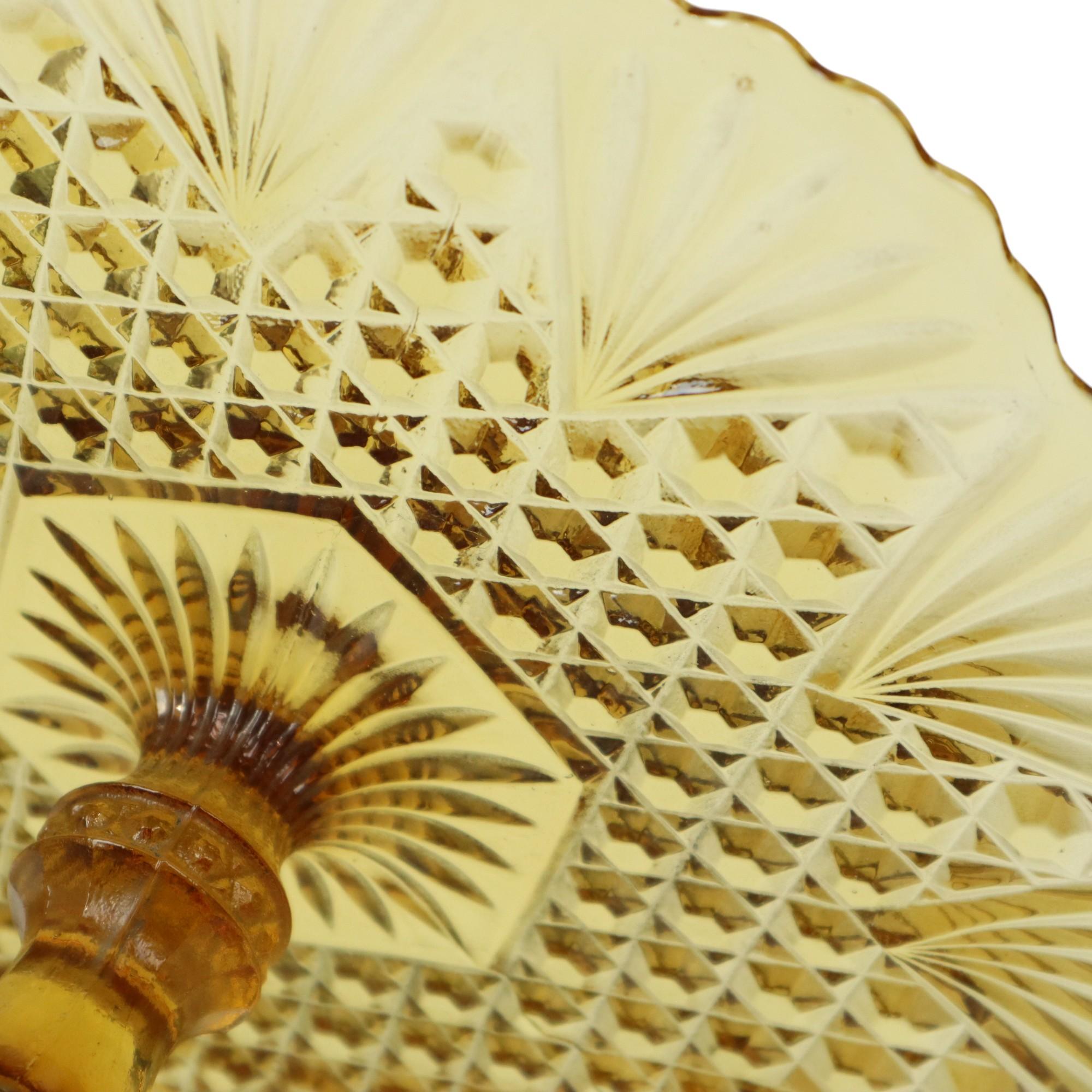 Vintage Art Deco Bernstein Kuchen Teller Schale Pressglas 30cm im Angebot 2