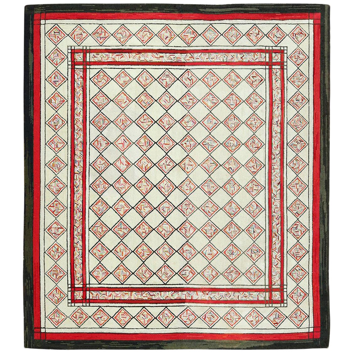 Vintage Art Deco American Hooked Rug. Size:6 ft 4 in x 7 ft 4 in 