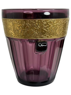Vintage Art Deco Amethyst Glass Ice Bucket by Walther and Sohne, Germany 1930s