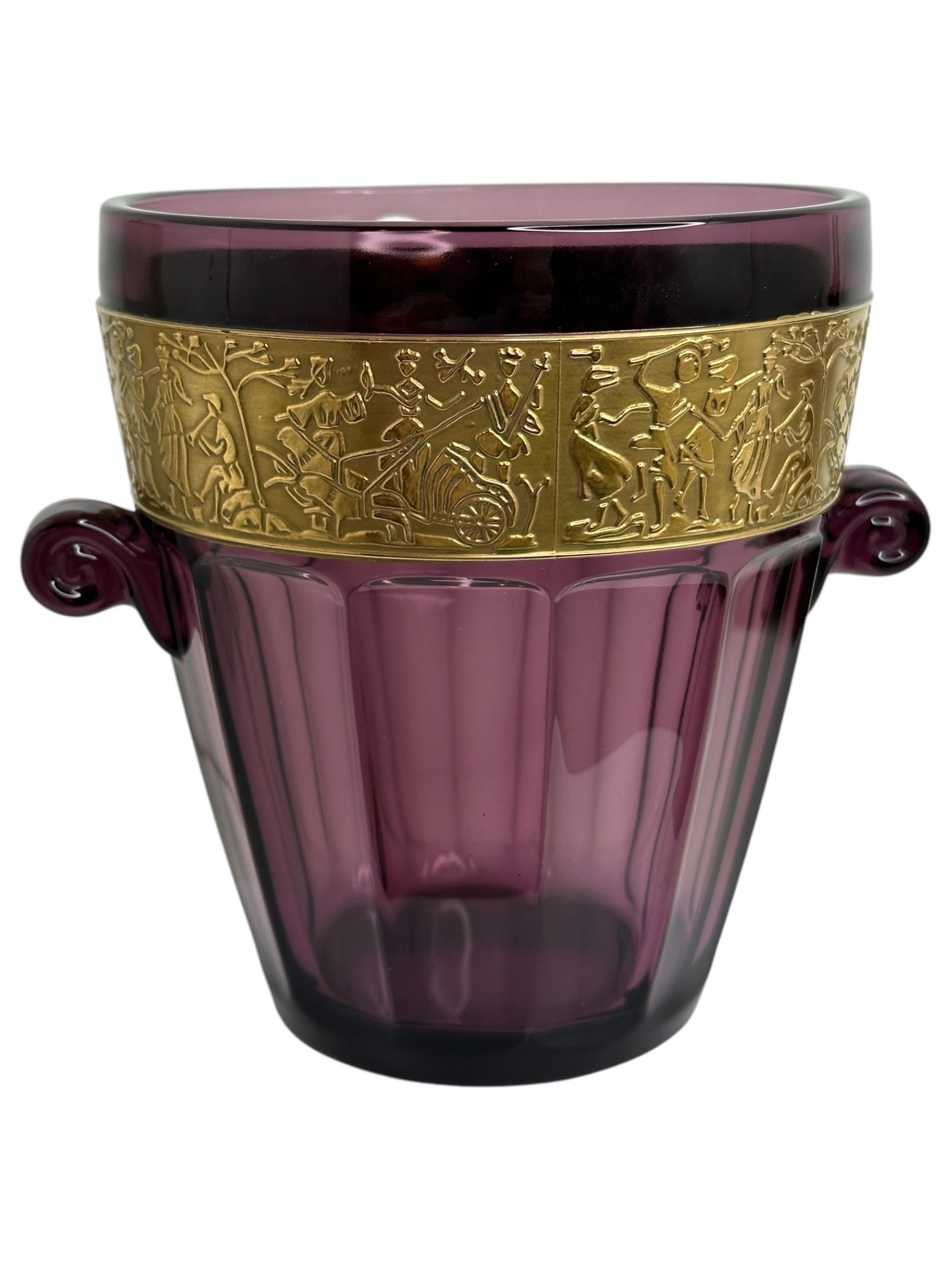Vintage-Eiskübel aus Amethystglas im Art déco-Stil von Walther und Sohne, Deutschland 1930er Jahre (Handgefertigt) im Angebot