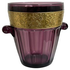 Vintage Art Deco Amethyst Glass Ice Bucket by Walther and Sohne, Germany 1930s