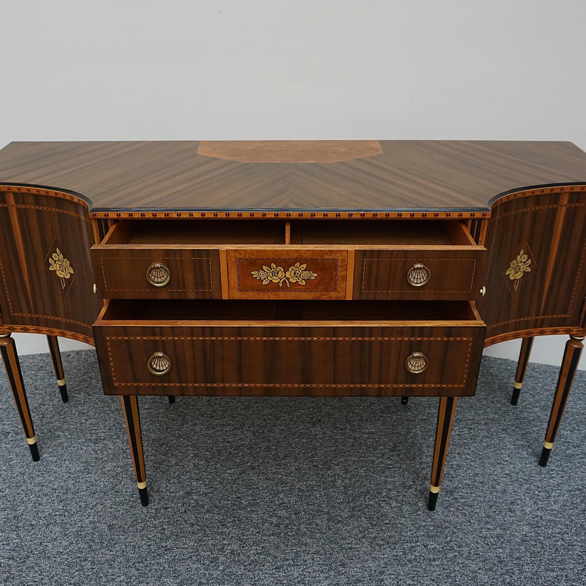 English Vintage Art Deco Australian Walnut Veneered Sideboard For Sale