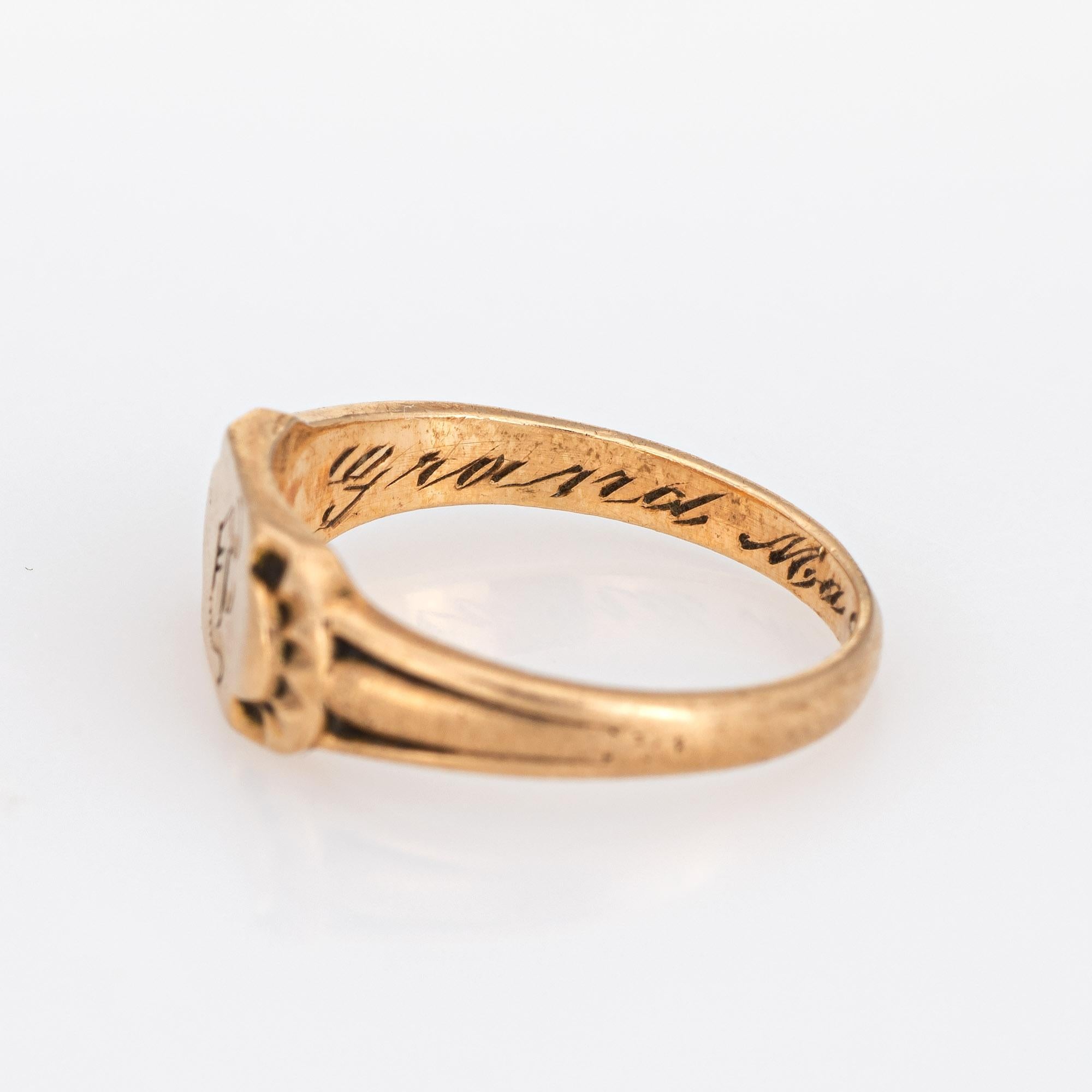 Women's Vintage Art Deco Baby Ring Letter D Signet 10 Karat Rose Gold Filigree Tiny Midi